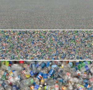 Lots and lots of plastic bottles lying around