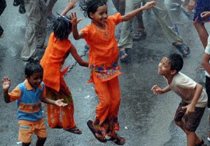 Kids enjoying the rains