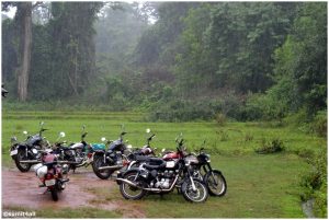 All the bikes at Dandeli amidst the rain