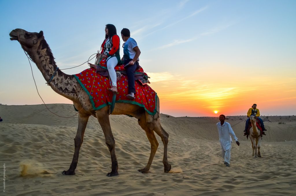 A sunset in the Thar Desert of Rajasthan